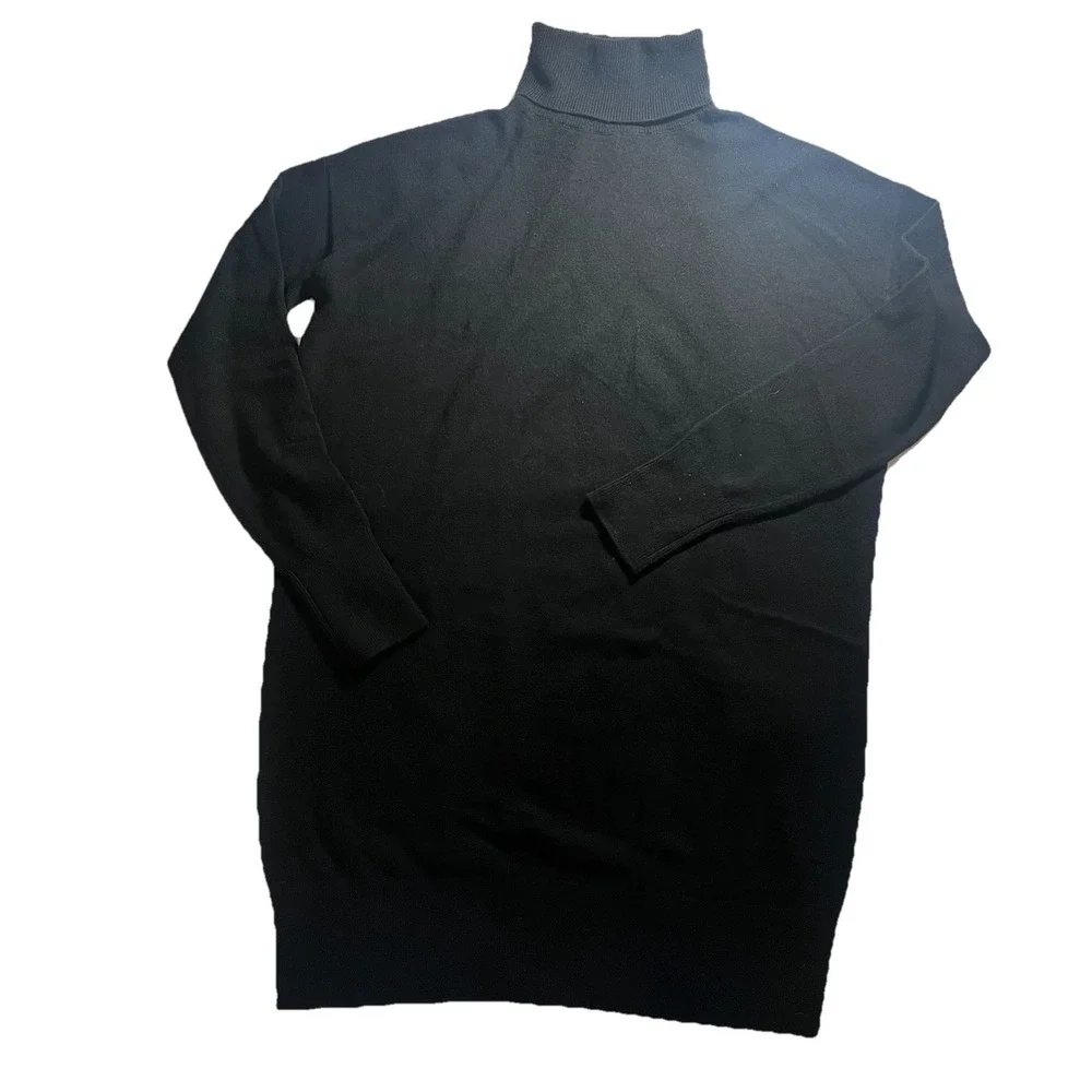 EVERLANE Cashmere Turtleneck Sweater Dress Black Small New W/Tag Retail $165 - Picture 2 of 10